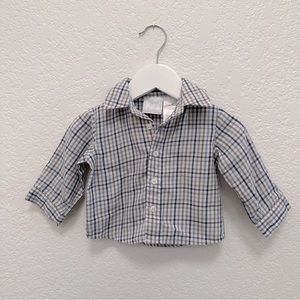 Koala Baby Boutique Blue White Brown Plaid 6M Button Down Shirt